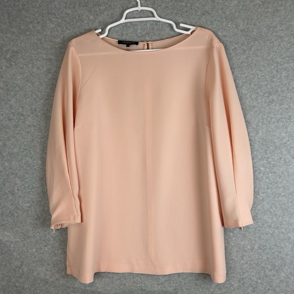 Lafayette 148 Blouse Women's Size 12 Pink 3/4 Sleeve Career